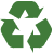 Green recycling symbol on a black background.