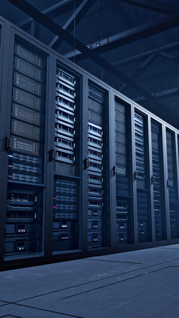 Server racks in a modern data center.