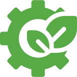 Green gear with leaves logo design.