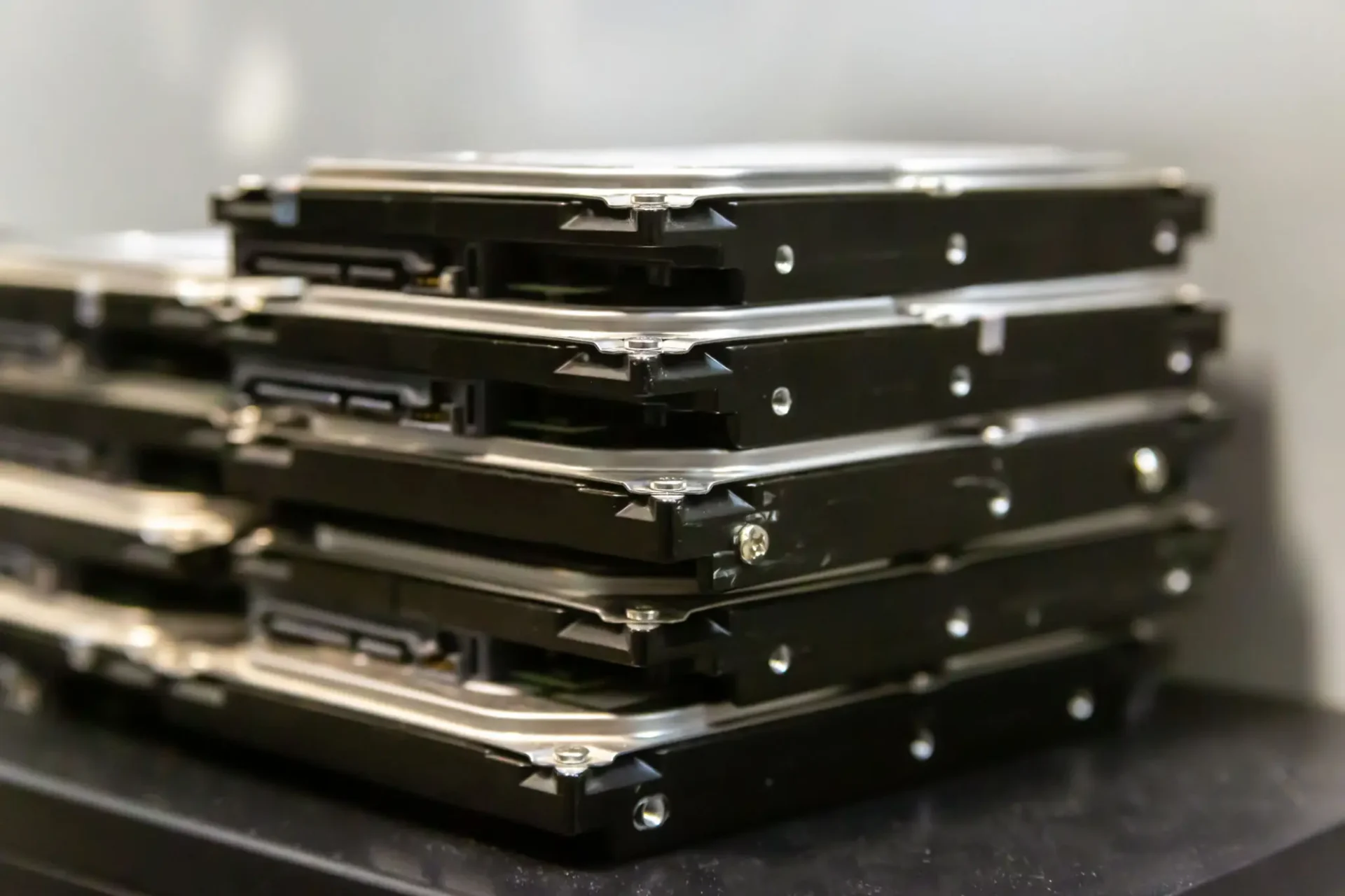Stack of internal hard disk drives
